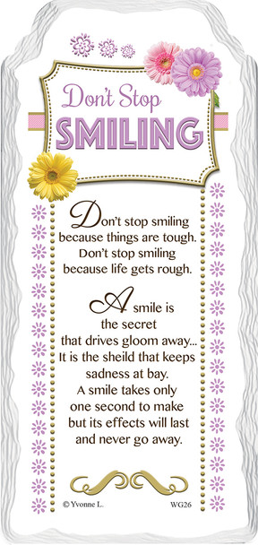 Don't Stop Smiling Sentimental Handcrafted Ceramic Plaque