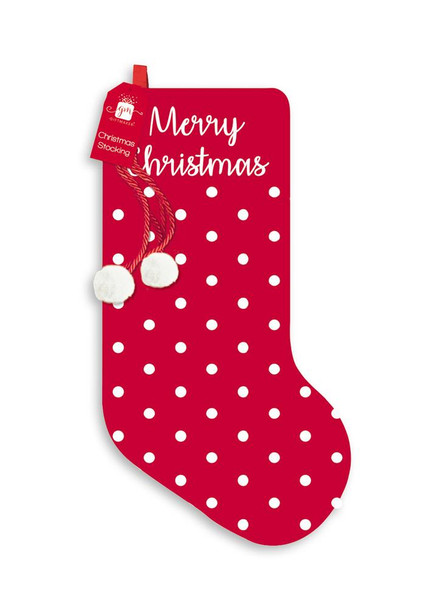 Velvet With Spots and Pom Design Christmas Stocking