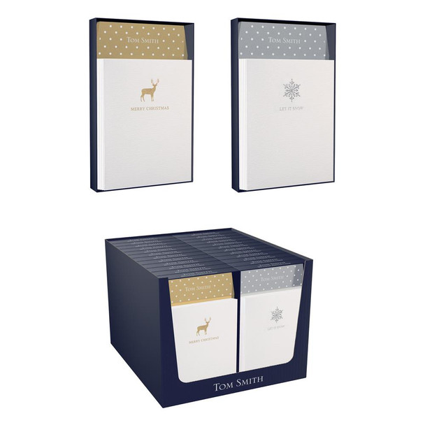 Snow Flower and Deer Design Christmas Luxury Portrait Greeting Card