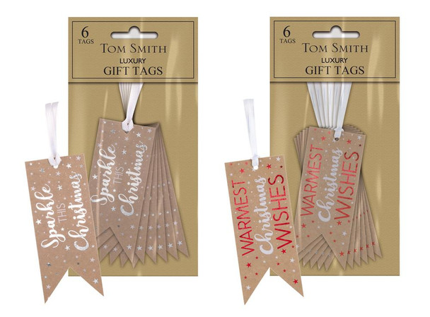 Pack of 6 Shining Star Design Christmas Luxury Gift Tags