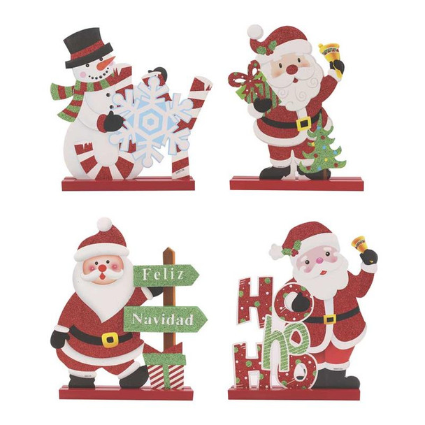 Santa Standing Glitter Board Christmas Decoration