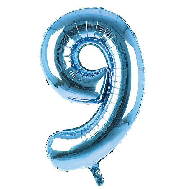 Giant Foil Light Blue 9 Number Balloon