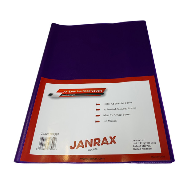 Pack of 10 A4 Frosted Purple Exercise Book Covers