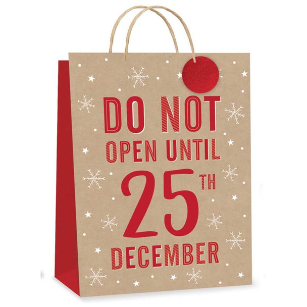 Red Kraft Do Not Open Design Extra Large Christmas Gift Bag