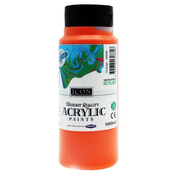 Orange Acrylic Paint 500ml by Icon Art