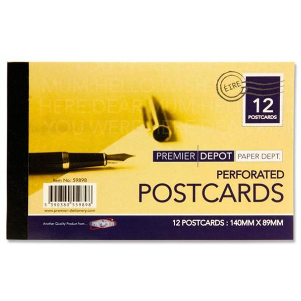Book of 12 140x89mm Perforated Postcards by Premier Depot