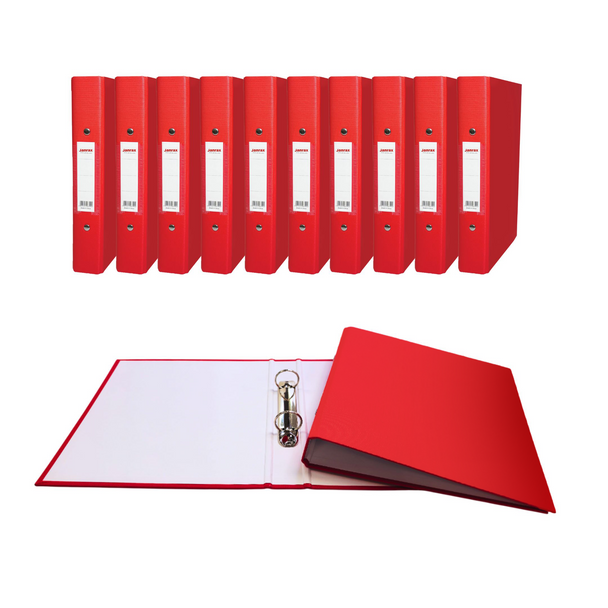 Pack of 20 A5 Red Paper Over Board Ring Binders by Janrax