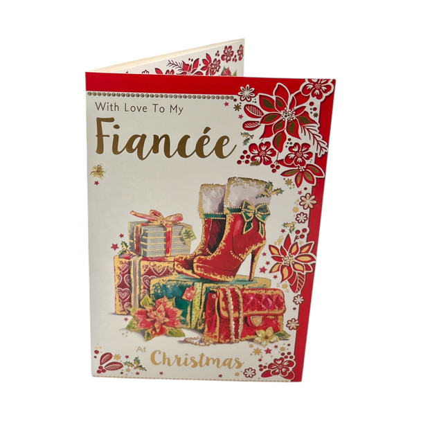 With Love to My Fiancee Shoes and Purse Design Christmas Card