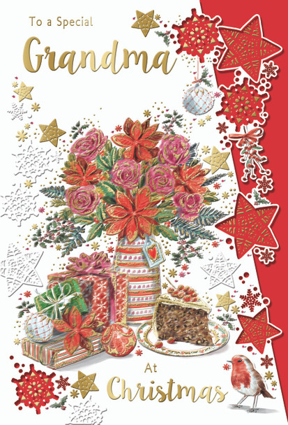 To a Special Grandma Stack of Gifts Design Christmas Card