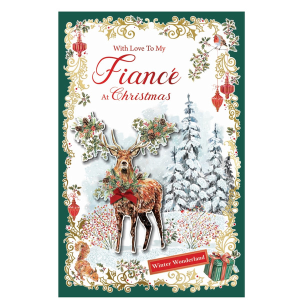 With Love to My Fiance Winter Wonderland Design Christmas Card
