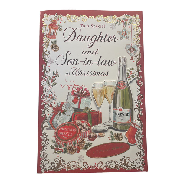 To a Special Daughter and Son In Law Elegant Christmas Celebration Card