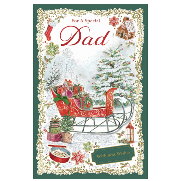 For a Special Dad Sleigh with Gifts Christmas Card