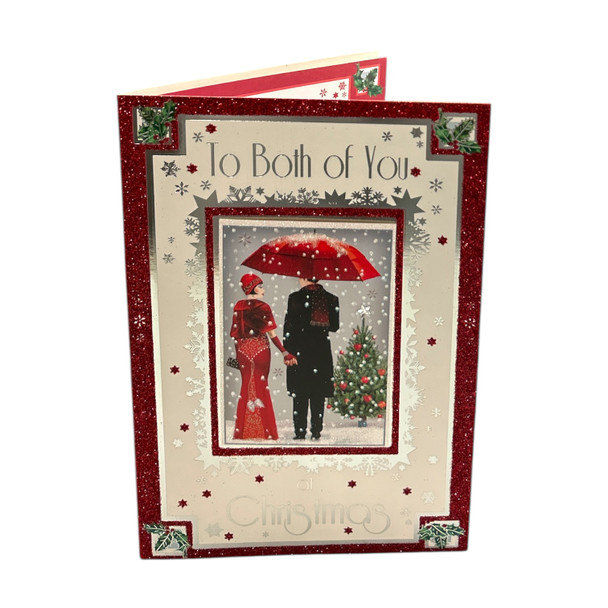 To Both of You Lovely Couple With Snowy Scene Design Christmas Card