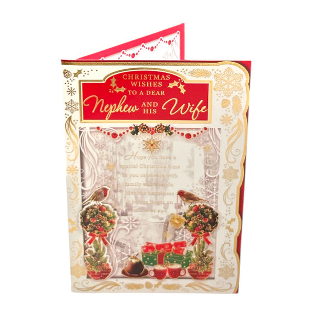 To a Dear Nephew and His Wife Best Wishes Classic Design Christmas Card To a Dear Nephew and His Wife Best Wishes Classic Design Christmas Card