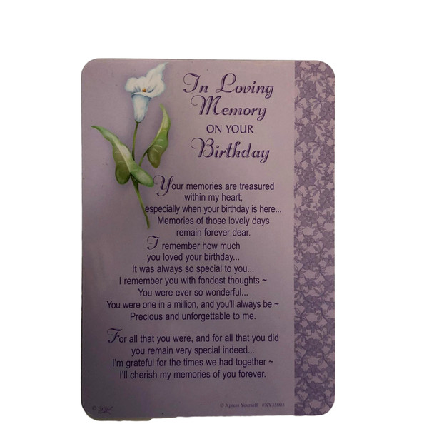 Memorial Graveside Card In Loving Memory On Your Birthday