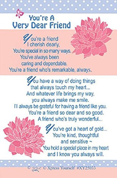 Friendship Keepsake Card You're A Very Dear Friend