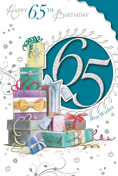 Happy 65th Birthday Open Gifts Design Celebrity Style Card
