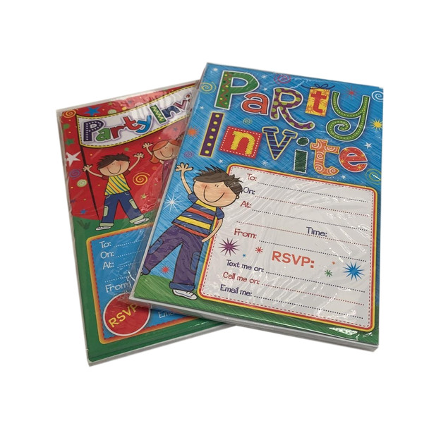 Pack of 20 Children Design Party Invitation Sheets and Envelopes.