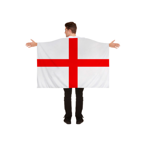 England St George’s Cross Flag Cape (5ft x 3ft) Red White Wearable Flag Fancy Dress Sporting Events Football Rugby Cricket Accessory