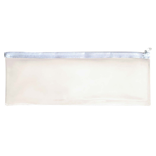 Janrax 13x5" White Zip Clear Exam Pencil Case