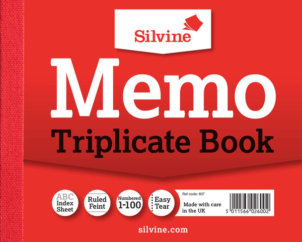 Triplicate Memo Book 4"x5" (102 x 127mm)