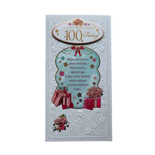 Happy Birthday 100 Today! Open Female Soft Whispers Card