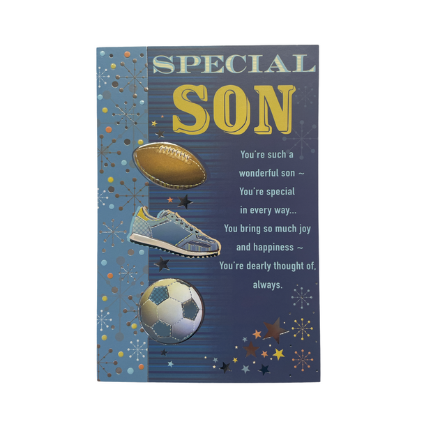 For Special Son Football & Sports Icons Birthday Card