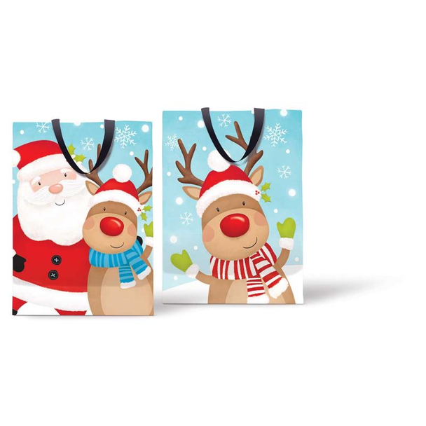 Extra Large Christmas Bag Cute Reindeer and Santa