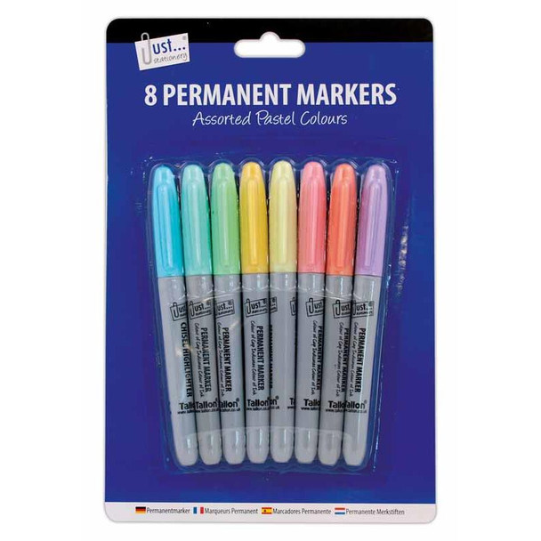 Pack of 8 Pastel Coloured Permanent Markers