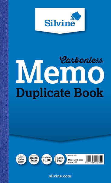 Carbonless Duplicate Memo Book 8.25"x5" (210 x 127mm)