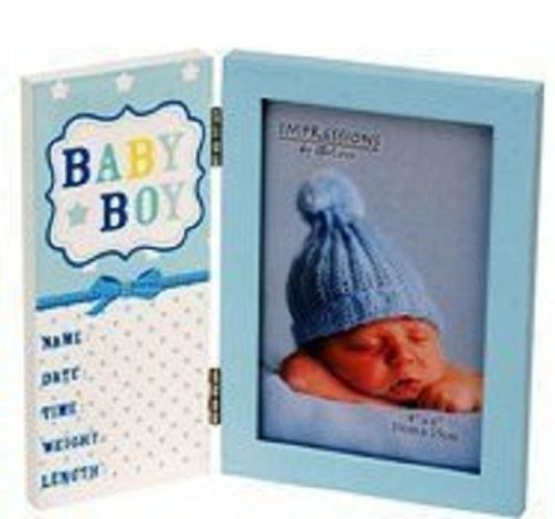 Heart & Star Hinged Photo Frame 4" x 6" with plaque - Baby Boy