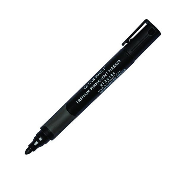 Q-Connect Premium Permanent Marker Pen Bullet Tip Black (Pack of 10) KF26105