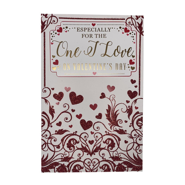 Especially For The One I love Red Glitter Heart Design Valentine's Day Card