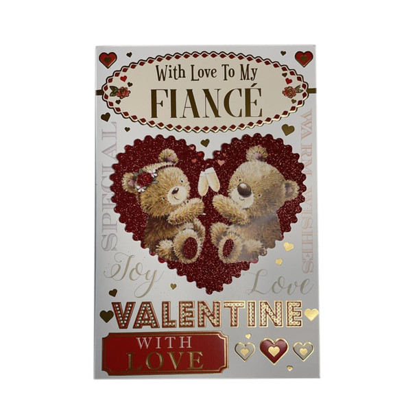 Love To My Fiance Cheers Teddies Design Valentine's Day Card
