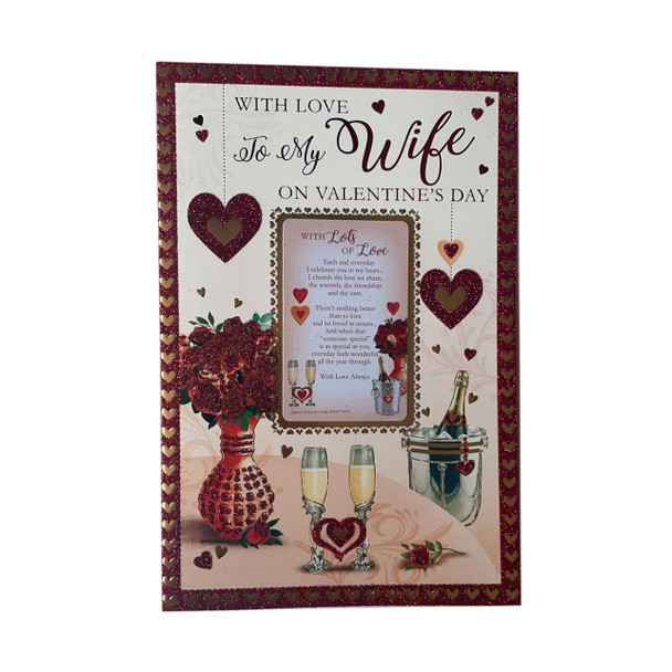 With Love To My Wife On Valentine's Day Champagne Design Card