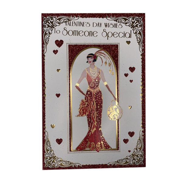 Valentine's Day Wishes To Someone Special Lady In Red Gown Design Female Card