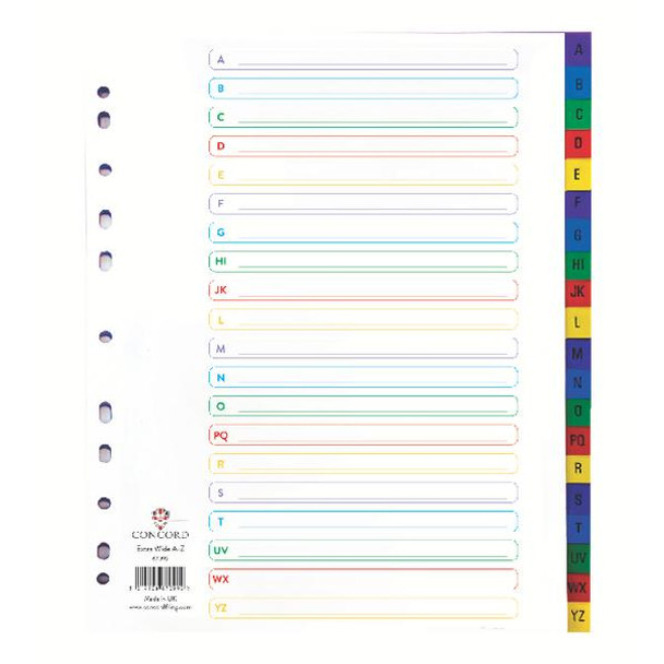 A-Z A4 Extra Wide Polypropylene Multicoloured Concord Index