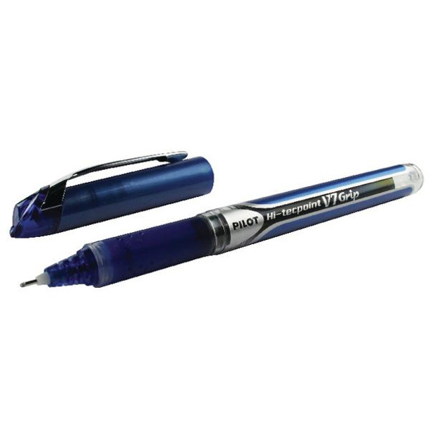 Pack of 12 Pilot V7 Hi-Tecpoint Grip Blue Liquid Ink Pens