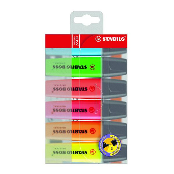 Pack of 6 Stabilo Boss Original Assorted Highlighters