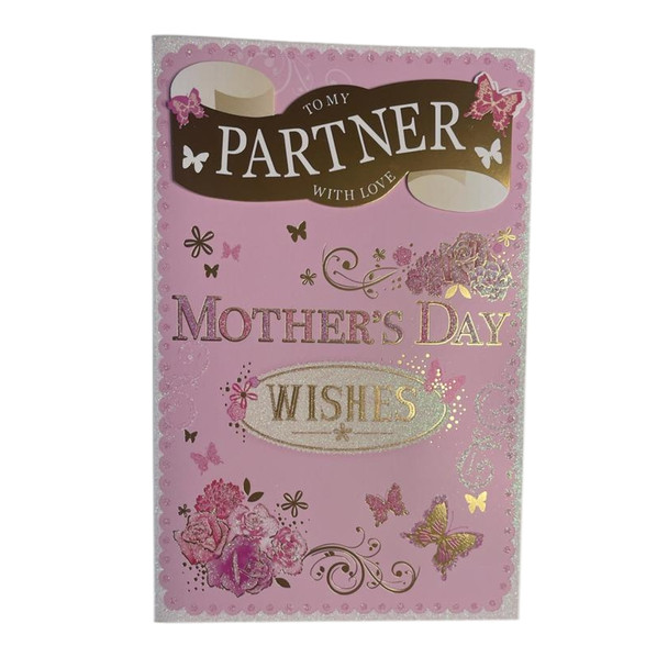 To My Partner Butterflies Design Mother's Day Wishes Card