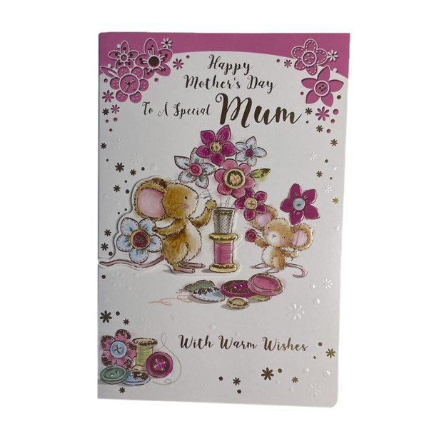 To A Special Mum Mouse Holding Flower Design Mother's Day Card