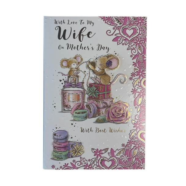 To My Wife Mouse With Sack of Gifts Design Mother's Day Card