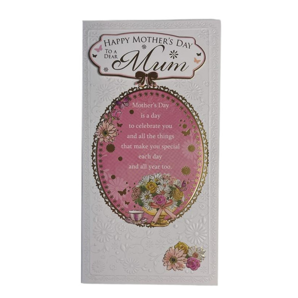 To Mum Flowers Pot Design Foil Finished Mother's Day Card