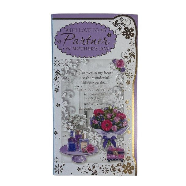 To Partner Flower Bouquet And Gifts Design Mother's Day Card