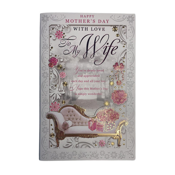 To My Wife Foil Printed Sofa Design Mother's Day Card