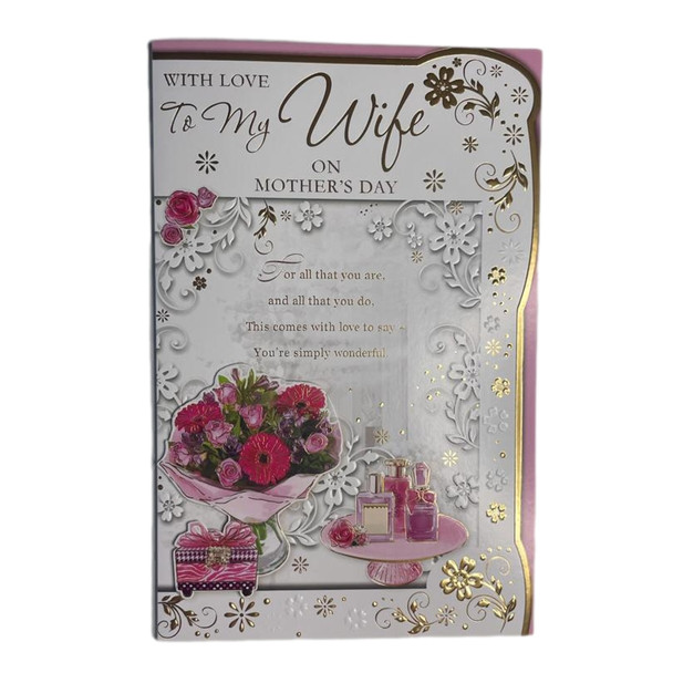 To My Wife On Mother's Day Die Cut Flowers Design Card