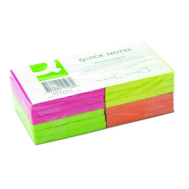 Pack of 12 Neon Quick Notes 76 x 76mm