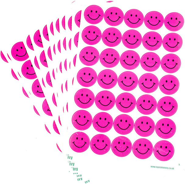 Pack of 420 Pink A5 Smiley Face Stickers