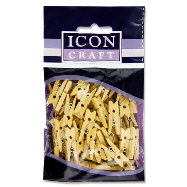 Pack of 50 Natural Mini Clothes Pegs by Icon Craft