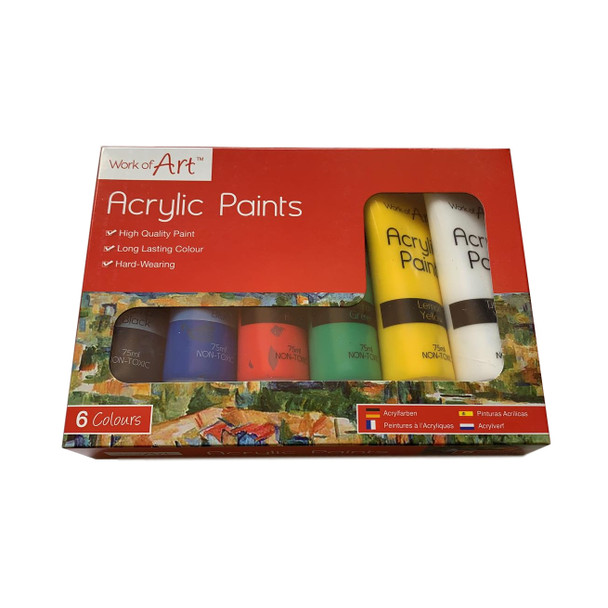Pack of 6 75ml Acrylic Paints